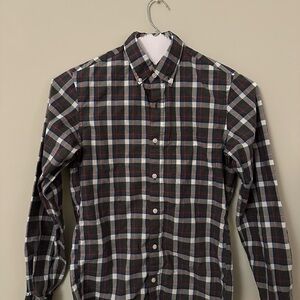 J. Crew Men's Casual Plaid Shirt - Black, White, Red
